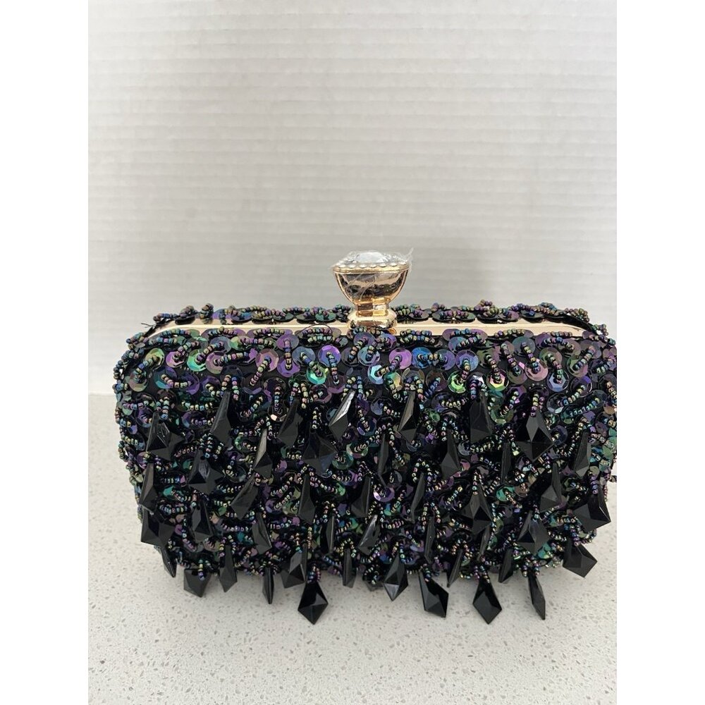UBORSE Evening Clutch Shoulder Handbag NEW in Box Crystals Beads Sequin Formal - Picture 8 of 15